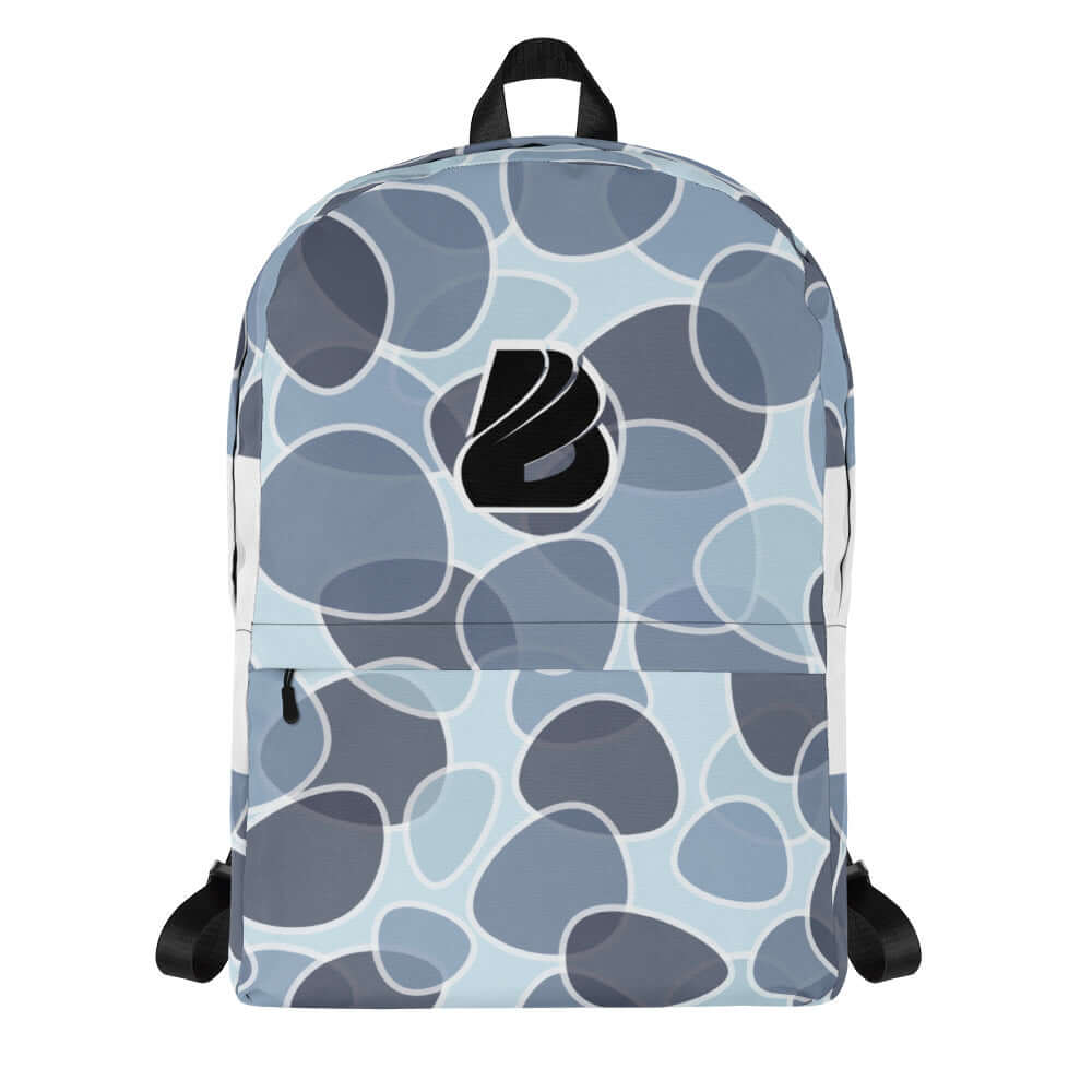 Stylish Rucksack N°5 with a blue abstract pattern, ideal for daily use and sporty activities, featuring multiple compartments and waterproof material.
