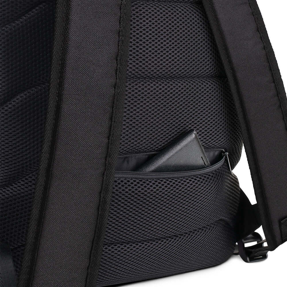 Close-up of Rucksack N°5 with a built-in pocket and sleek design, perfect for daily use and sports, made from water-resistant material.