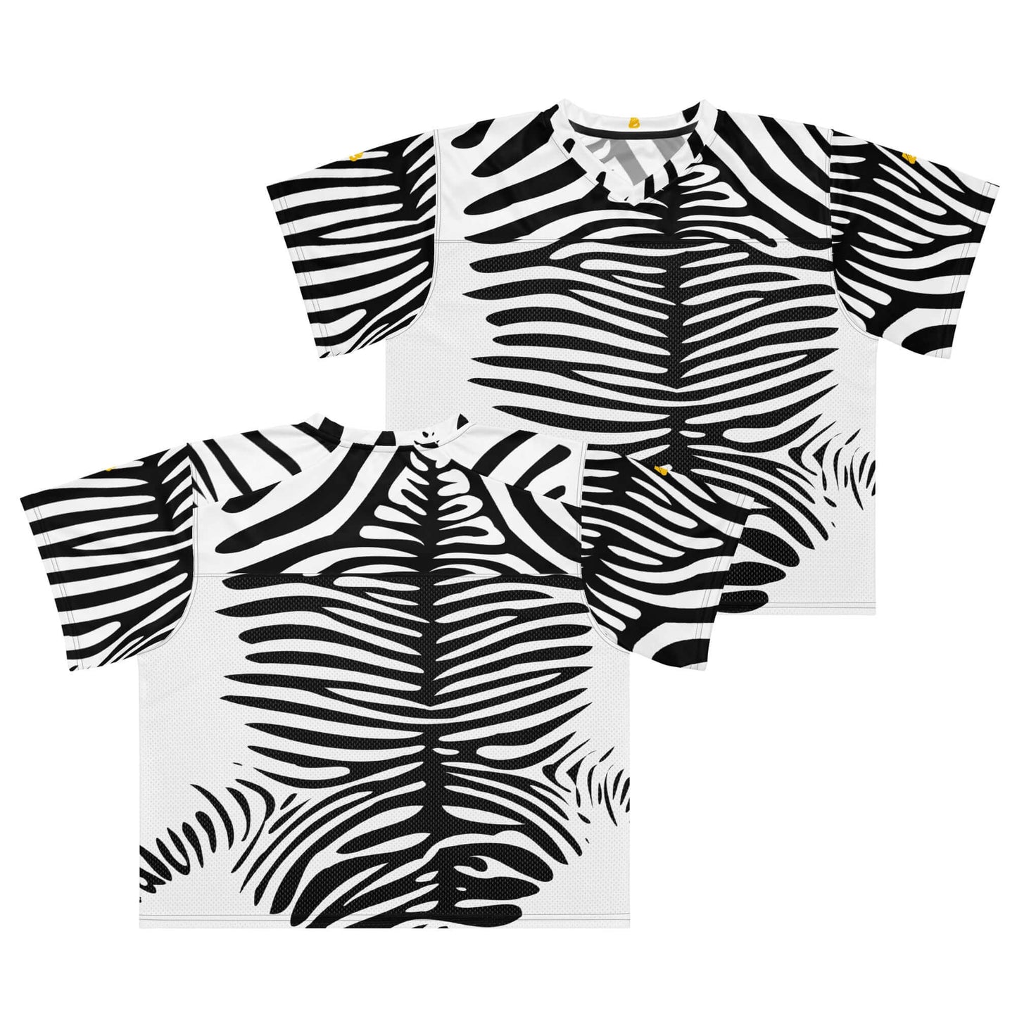 Weit geschnittenes Football-Trikot mit Zebra-Druck aus atmungsaktivem Mesh und seidigem Obermaterial, ideal für Sport und Streetstyle.