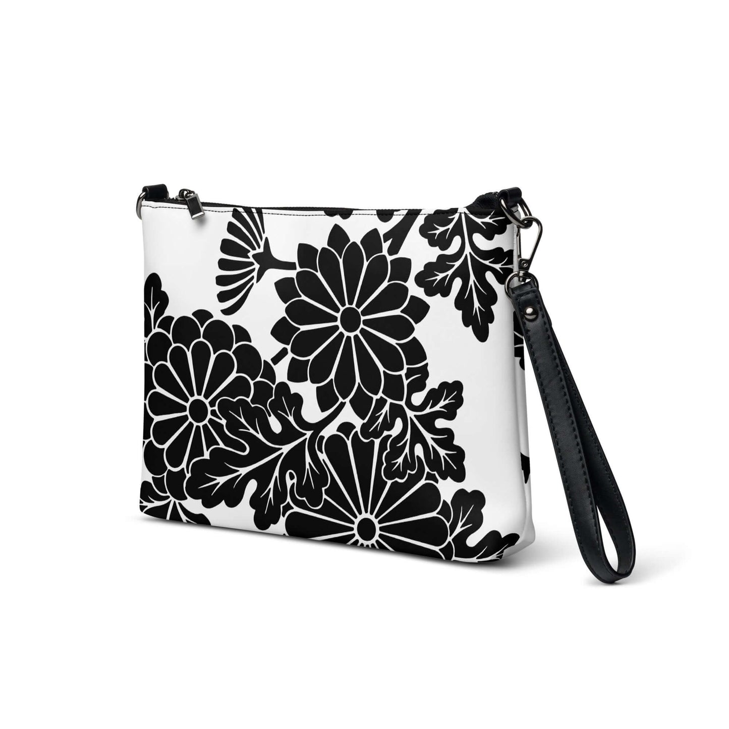 Stylish Umhängetasche N°1 with floral design, detachable wrist and shoulder straps, made from high-quality faux leather.