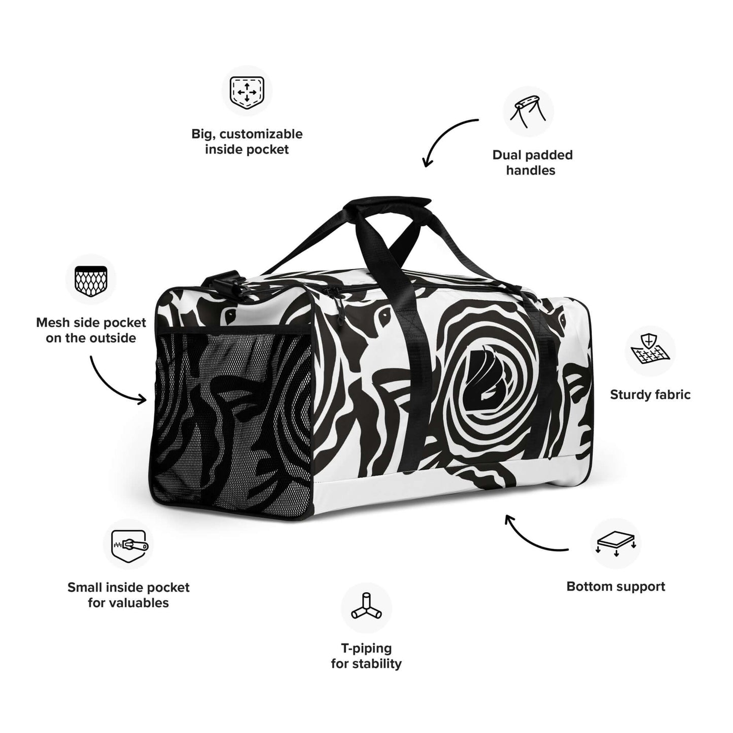 Weekender N°28 with customizable pockets, dual padded handles, and sturdy fabric for travel, workouts, and daily errands.