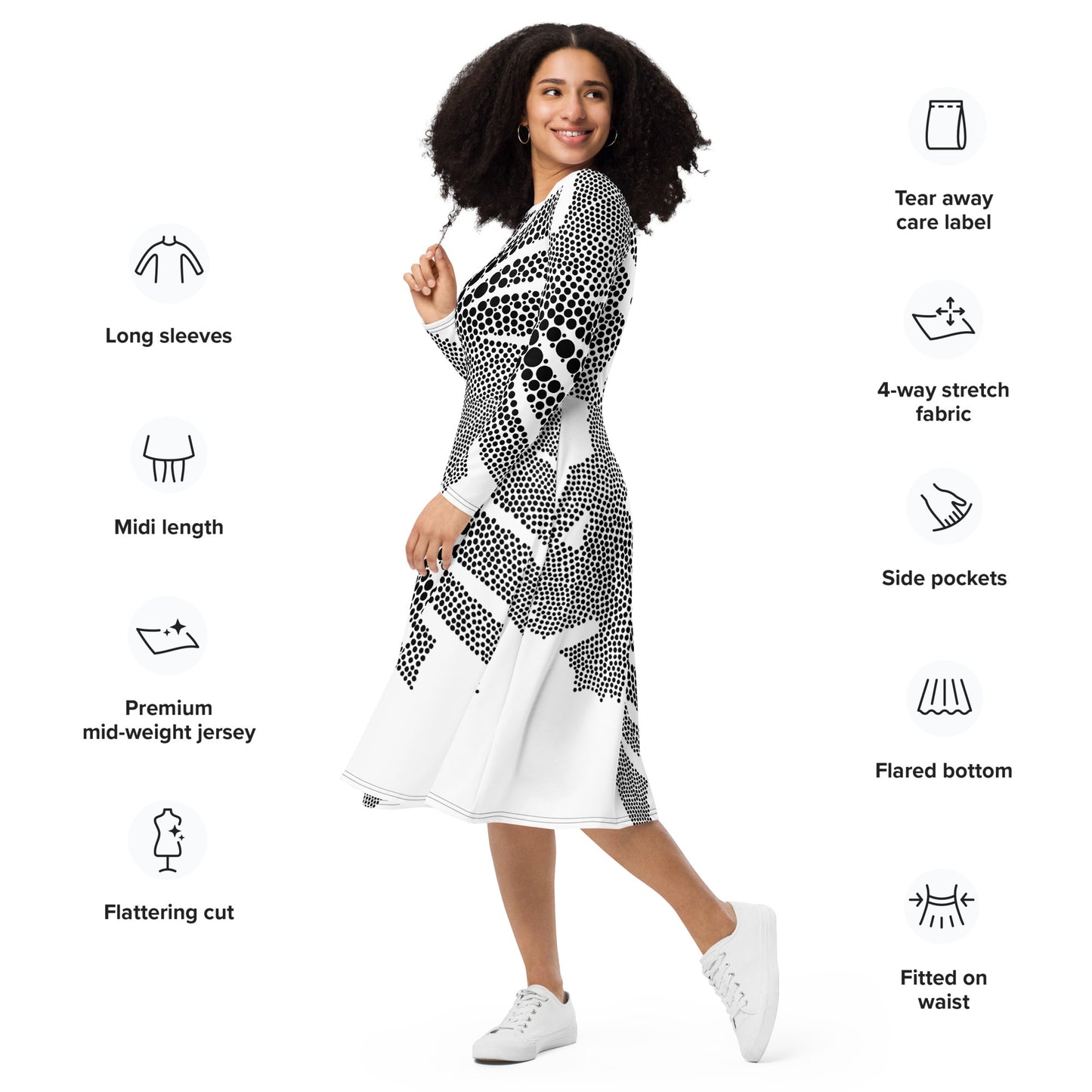Langärmliges Midikleid mit Allover-Druck N°4 BONBOZZ