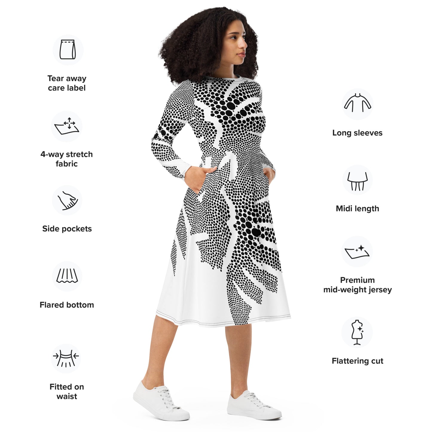 Langärmliges Midikleid mit Allover-Druck N°4 BONBOZZ