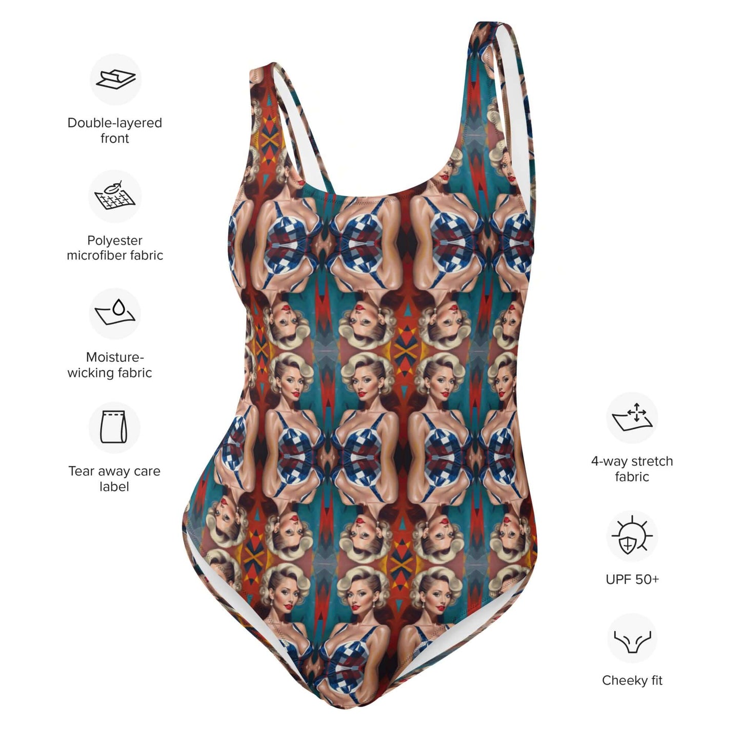 Einteiliger Badeanzug N°23 mit Design und Eigenschaften wie chlorbeständiges Gewebe, U-Ausschnitt, und schmeichelhafte Passform.