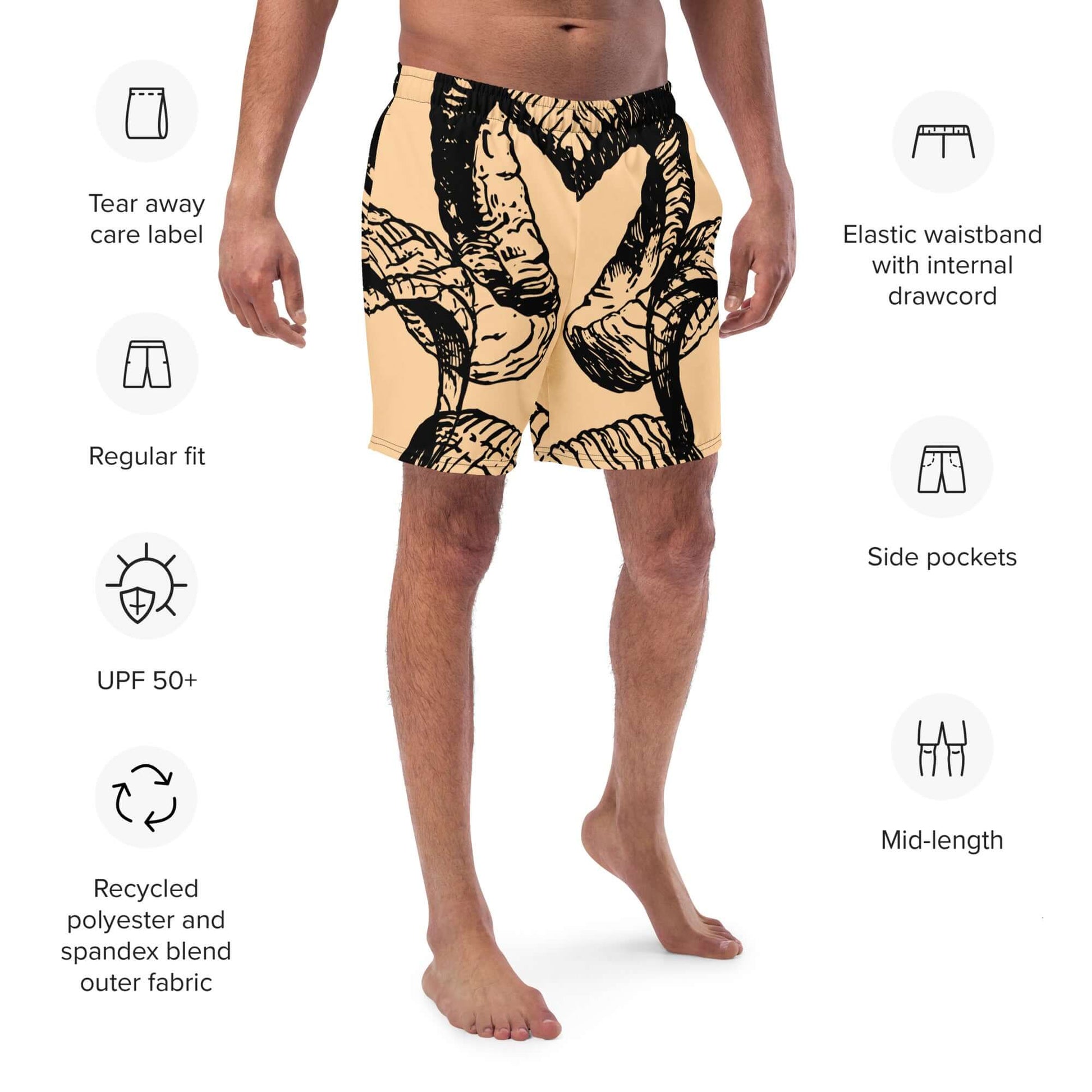 Herren-Badehosen N°14 with quick-drying fabric and side pockets for summer, made from recycled polyester and elastane.