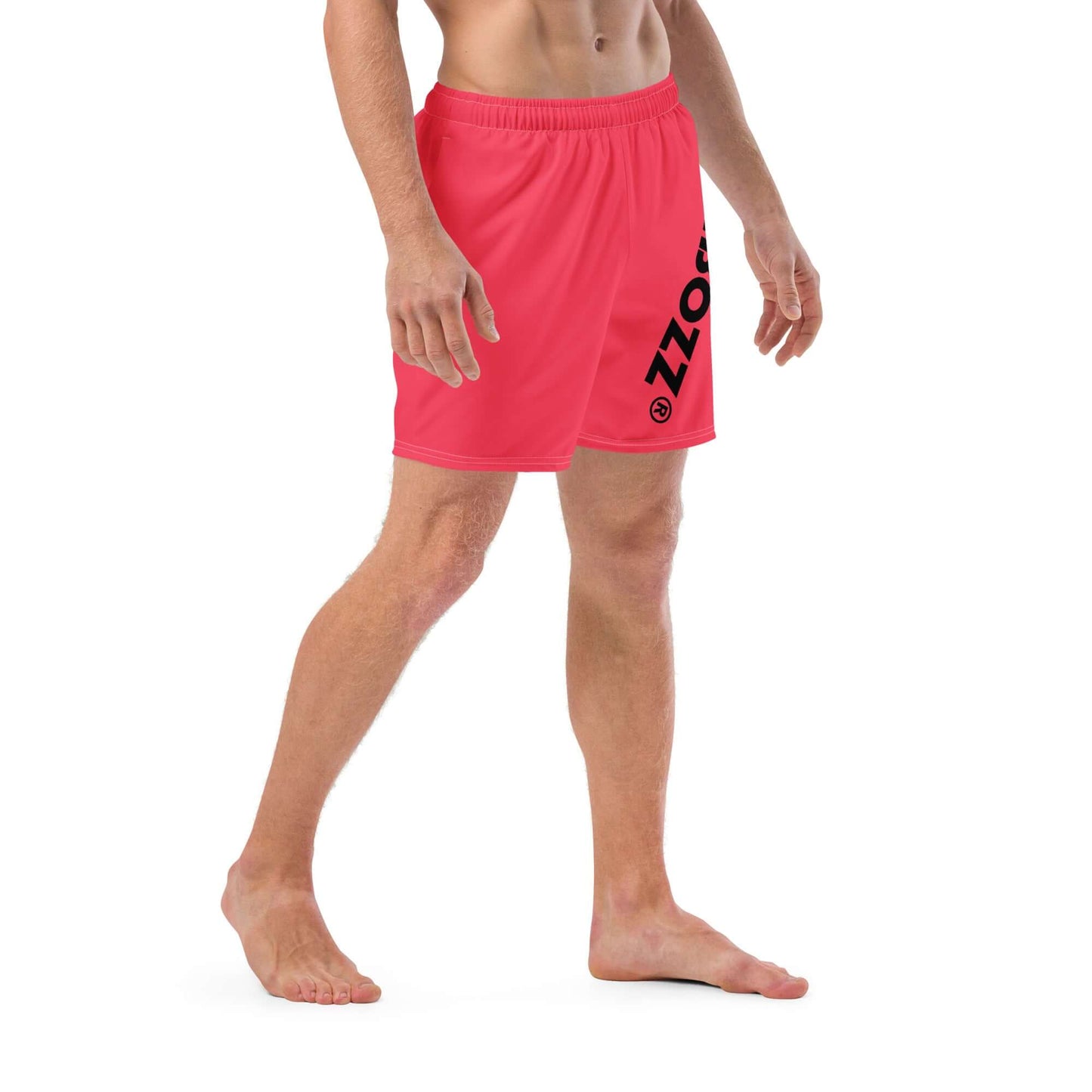 Herren-Badehosen N°13 in Rot, schnelltrocknend, atmungsaktiv mit Taschen und seidig weichem Innenfutter für Sommerkomfort.