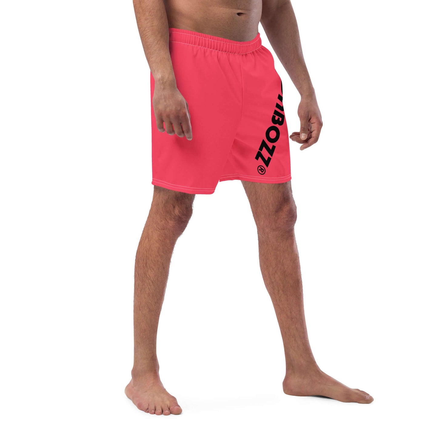 Herren-Badehosen N°13 in vibrant red, quick-drying with breathable fabric and multiple pockets, perfect for summer.