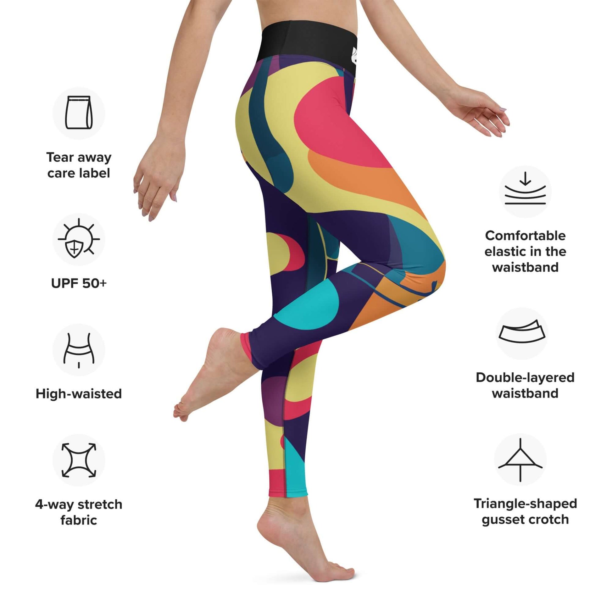 Yoga-Leggings N°46 - Super soft, stretchy, and comfy high-waisted leggings with colorful print, 4-way stretch fabric, UPF 50+ protection.