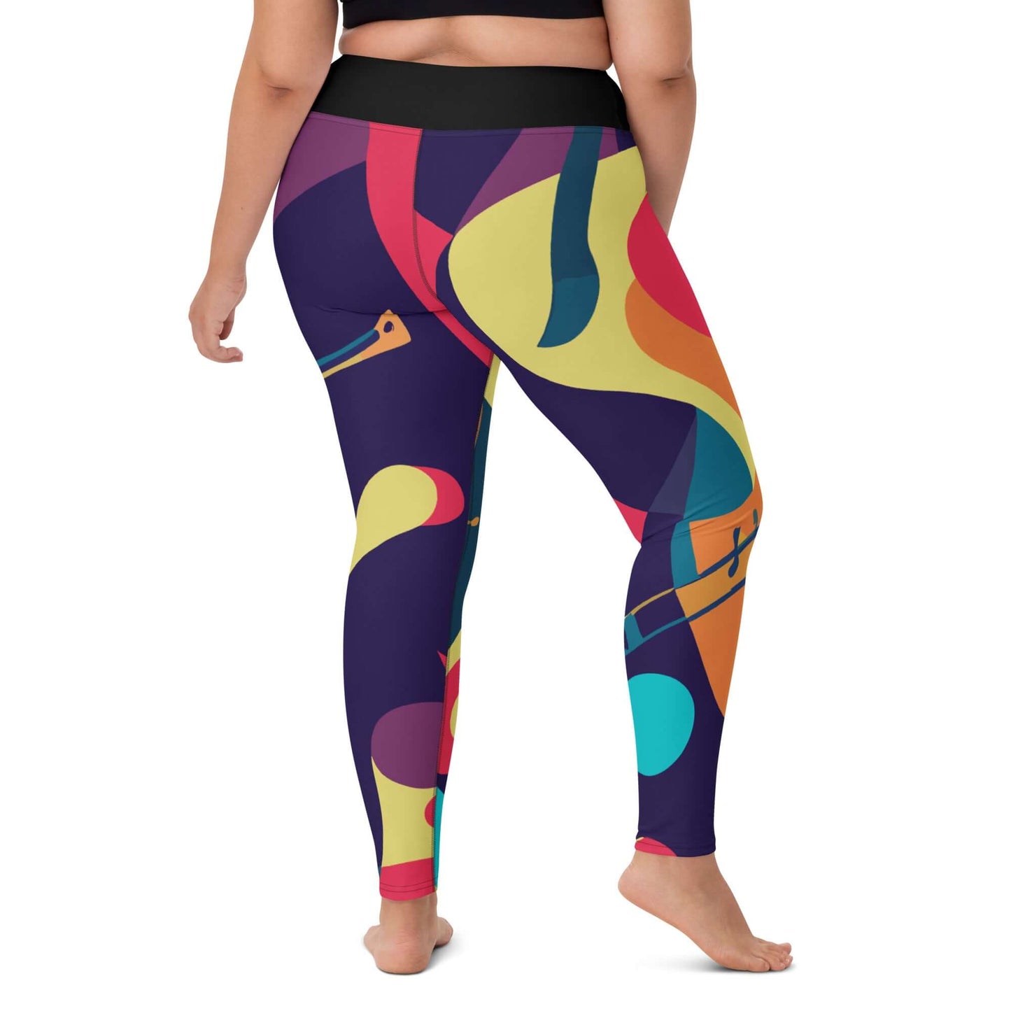 Vivid abstract pattern Yoga-Leggings N°46 highlighting super soft, stretchy material with a high-waisted design for comfort.
