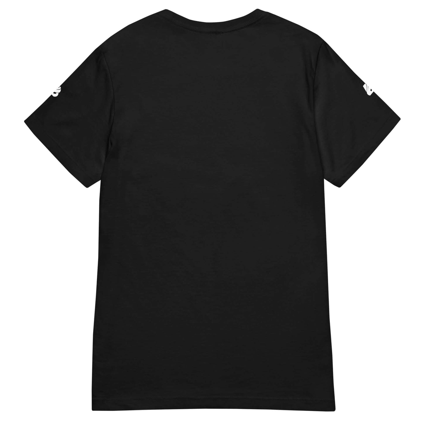 Rückansicht eines schwarzen Basic Softstyle Damen T-Shirts, locker sitzend und leicht tailliert.