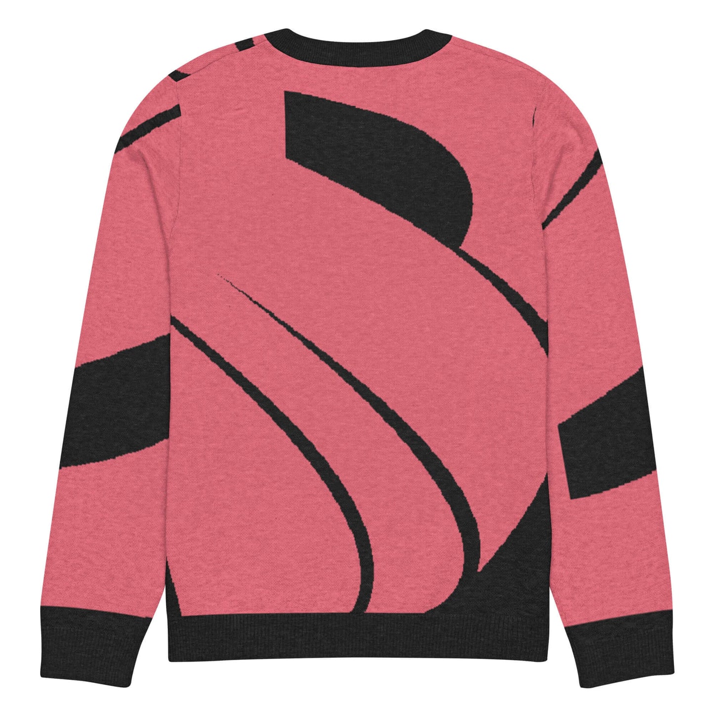 Klassischer Strickpullover mit Rundhalsausschnitt N°0 in rosa mit schwarzem Muster auf der Rückseite, perfekt für lässige oder formelle Anlässe.