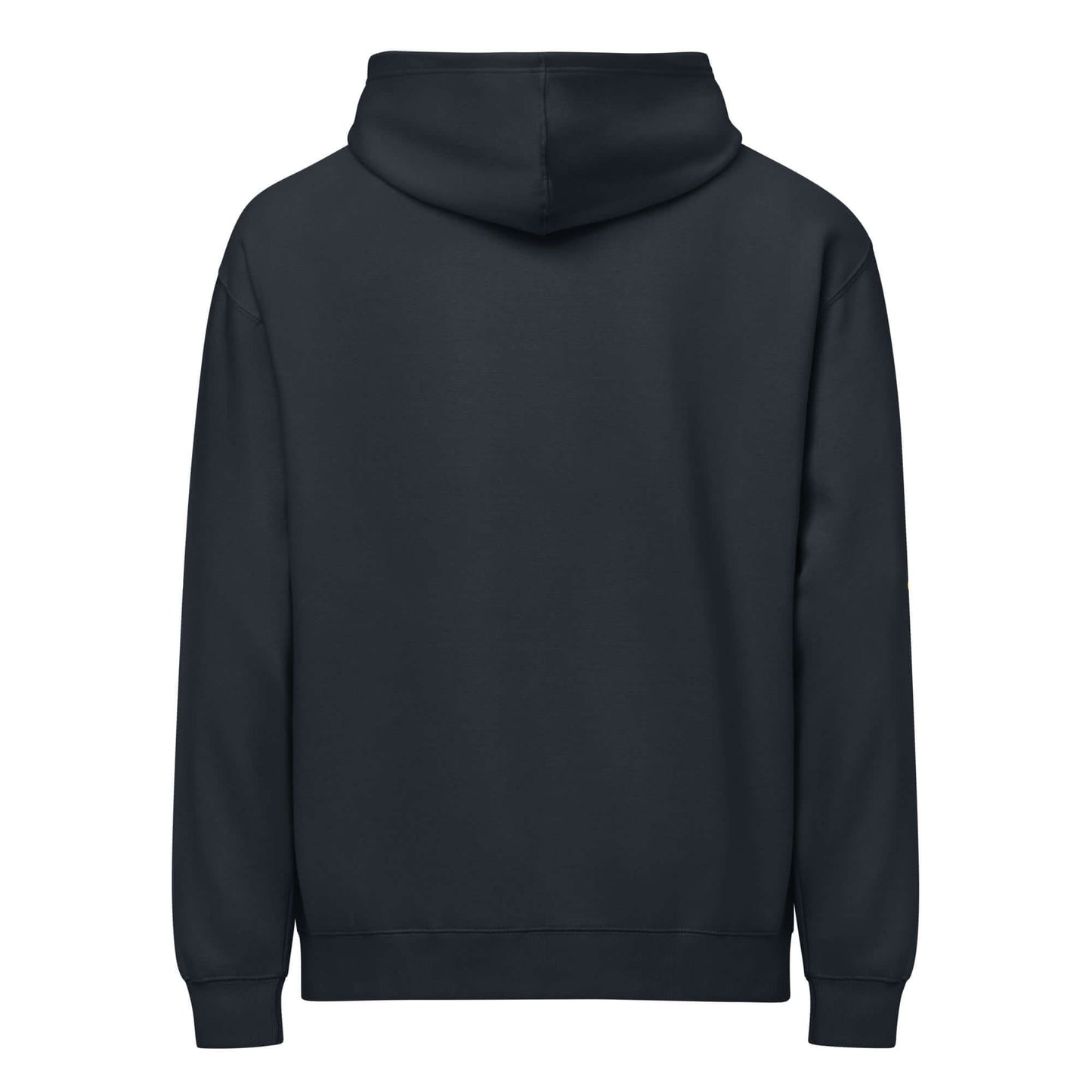 Boxy-Hoodie für Herren in Carbon Grey, Rückansicht, aus weichem, dicht gewebtem Fleece, 60% Baumwolle, 40% Polyester, für modernen Look.