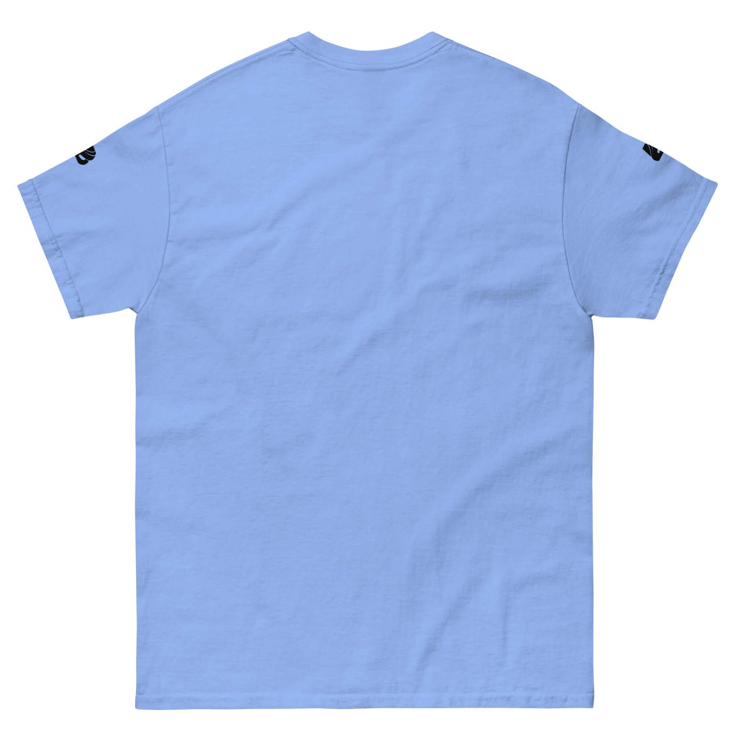 Rückansicht des Klassisches Herren-T-Shirt N°1 in Hellblau aus 100 % Baumwolle, ideal für stilvolle Lagenlooks und aktuellen Trend.