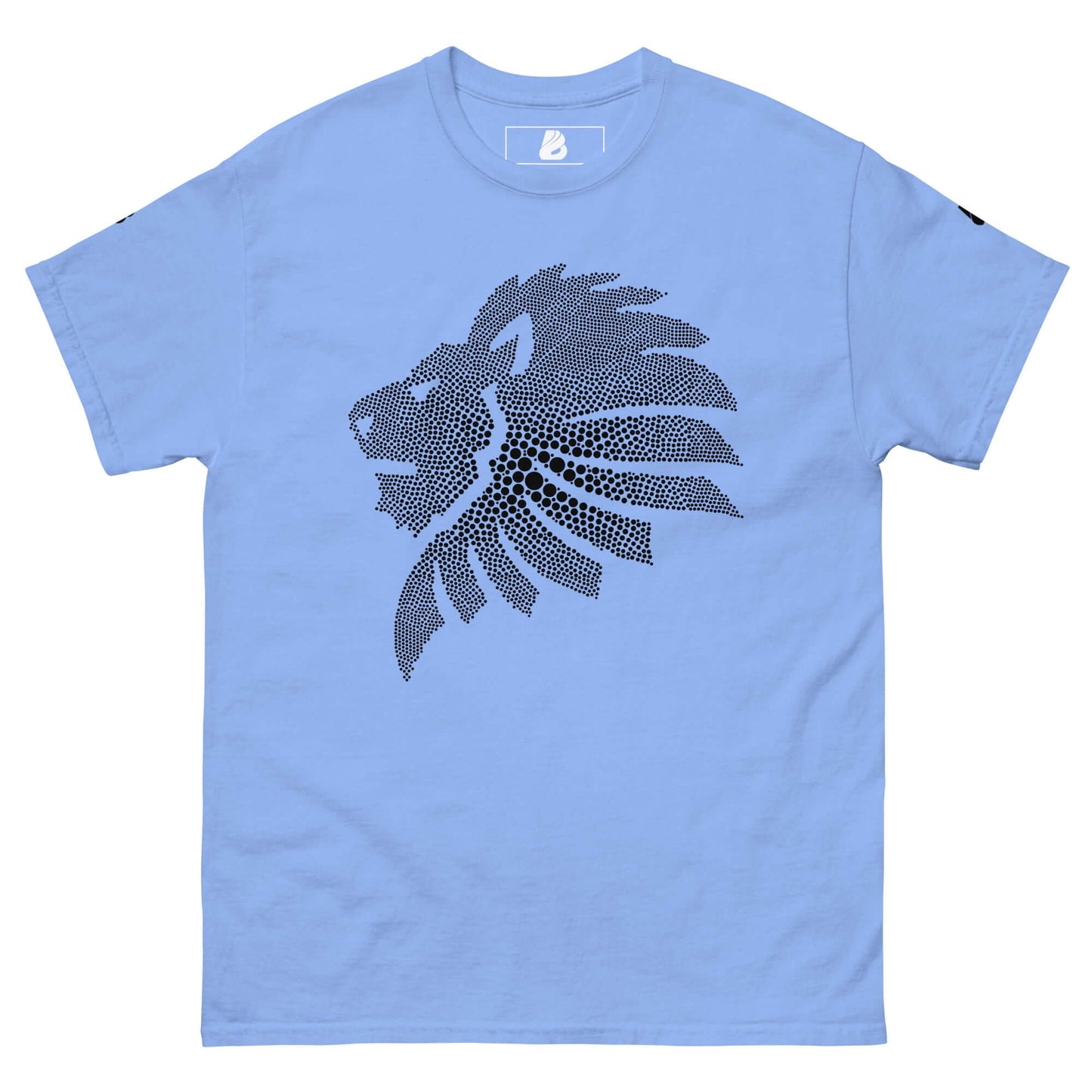 Klassisches Herren-T-Shirt N°1 in Blau mit Löwenmotiv aus Punkten, ideal für trendsicheren Lagenlook, 100 % Baumwolle.