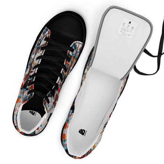 High-Top Leinenschuhe für Herren N°9 with black toe cap and colorful canvas design, perfect for stylish and comfortable footwear.