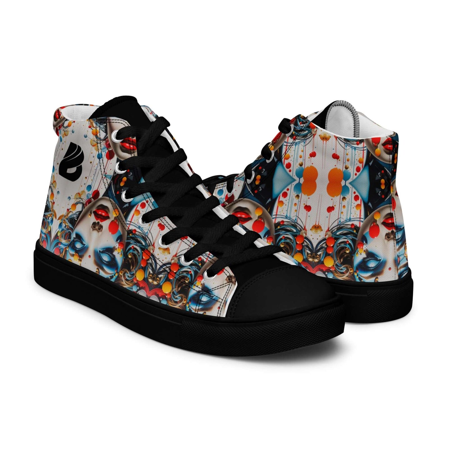 High-Top Leinenschuhe für Herren N°9 mit farbigem Muster und Schnürung, handgefertigt mit atmungsaktivem Futter und gepolstertem Kragen