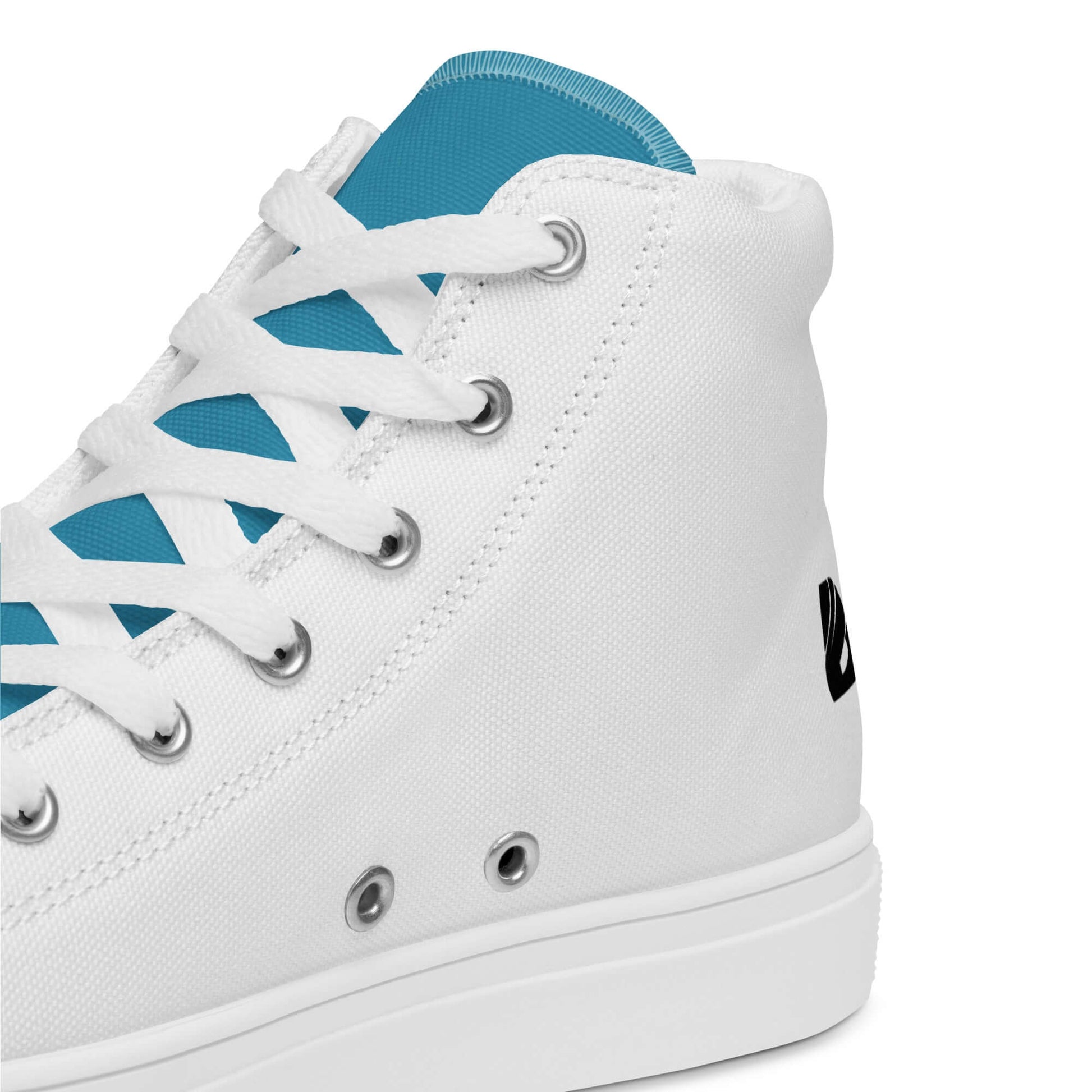 High-Top Leinenschuhe für Herren N°5, weiße Leinenschuhe mit blauen Akzenten und Schnürung, stilvoll und handgefertigt