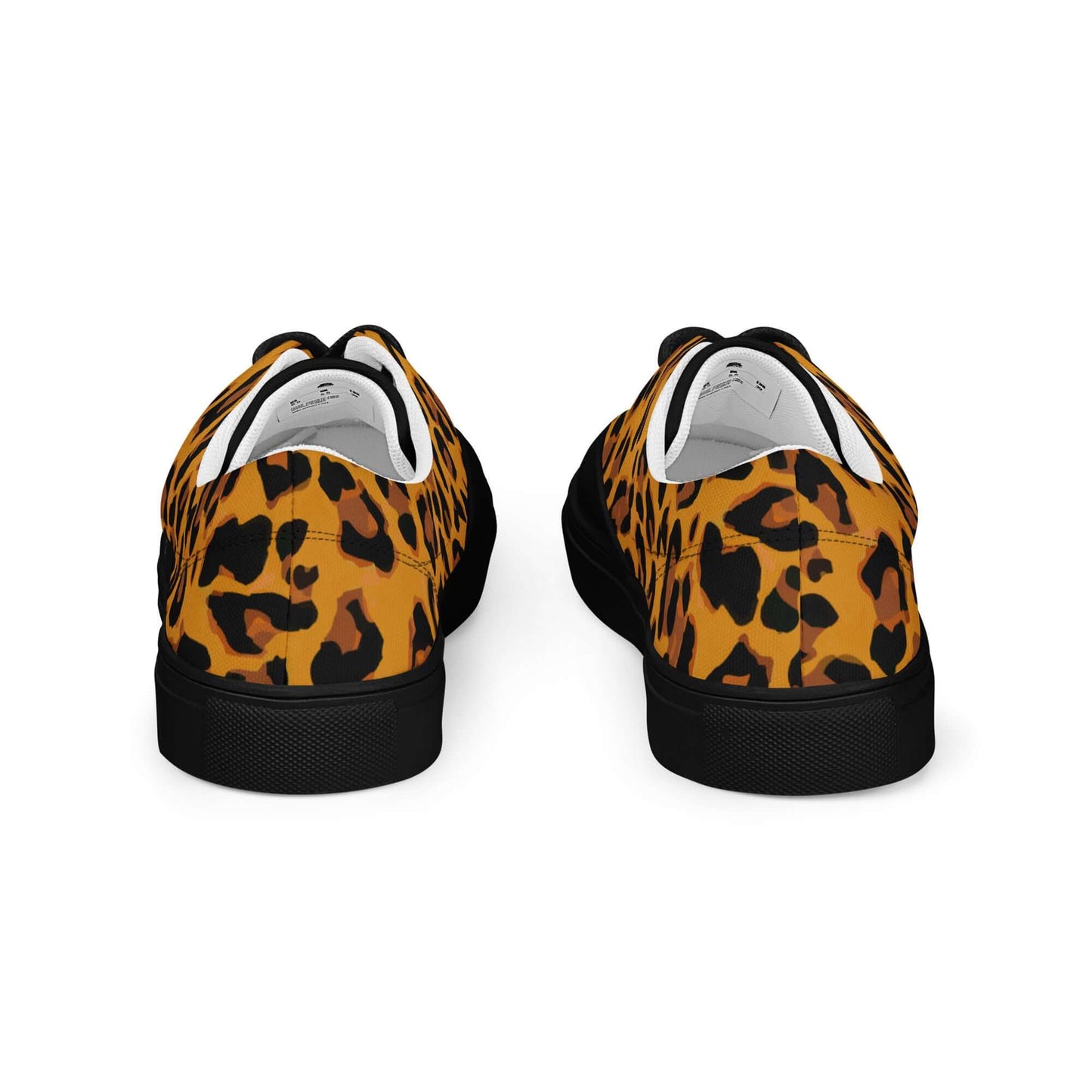 Leopard print Herren-Canvas-Schuhe with black soles, breathable lining, and soft insole for versatile everyday style.