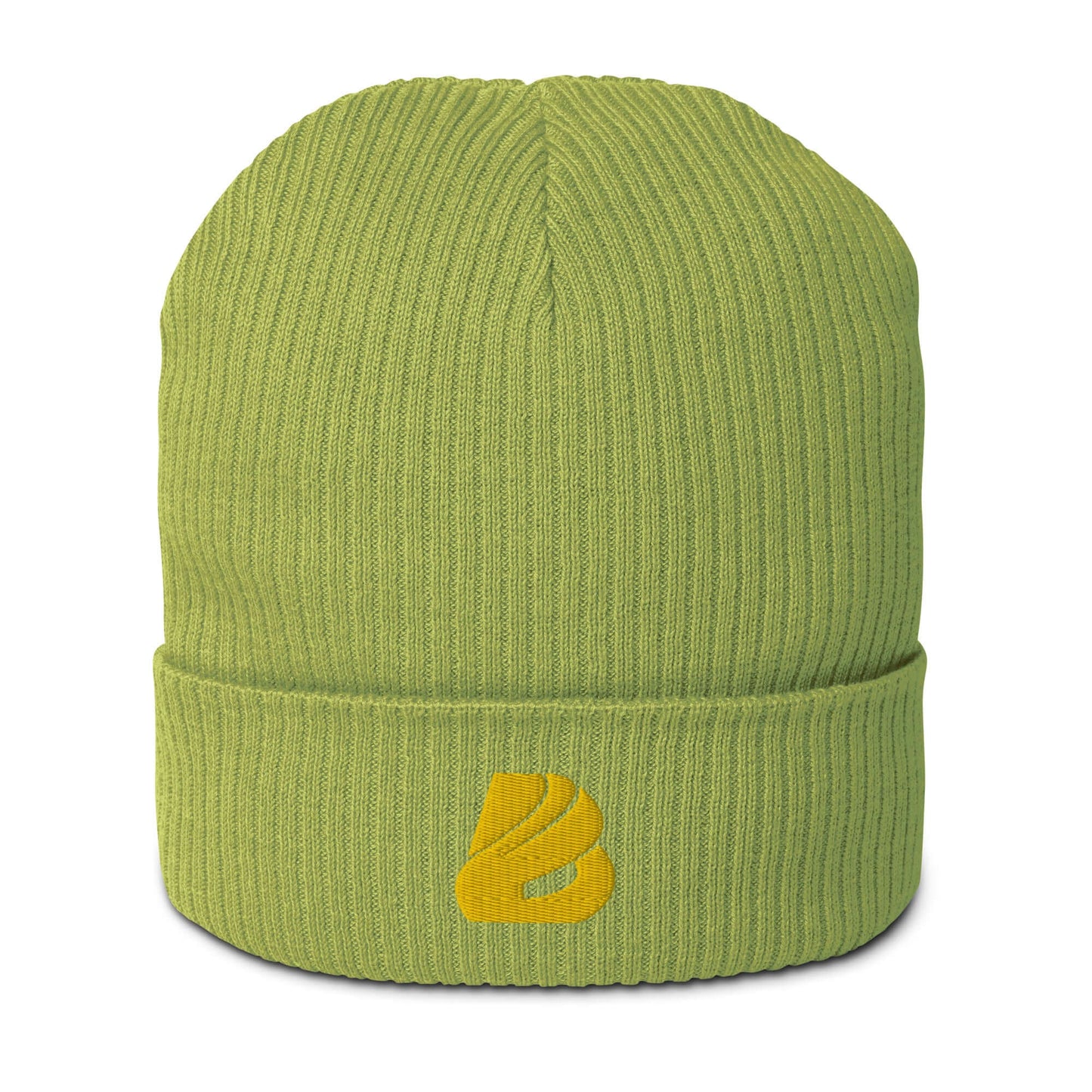 Gerippte Bio-Beanie N°1 aus 100% Bio-Baumwolle, stylische und praktische grüne Mütze mit Rippbündchen und natürlichem Gewebe.