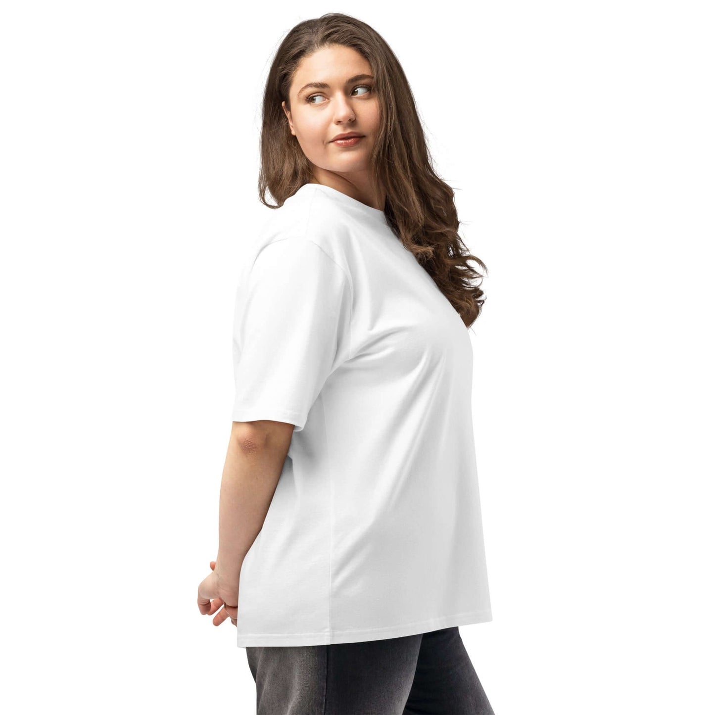Schweres, oversized T-Shirt in Weiß, ideal für einen lässigen urbanen Look und maximalen Komfort.