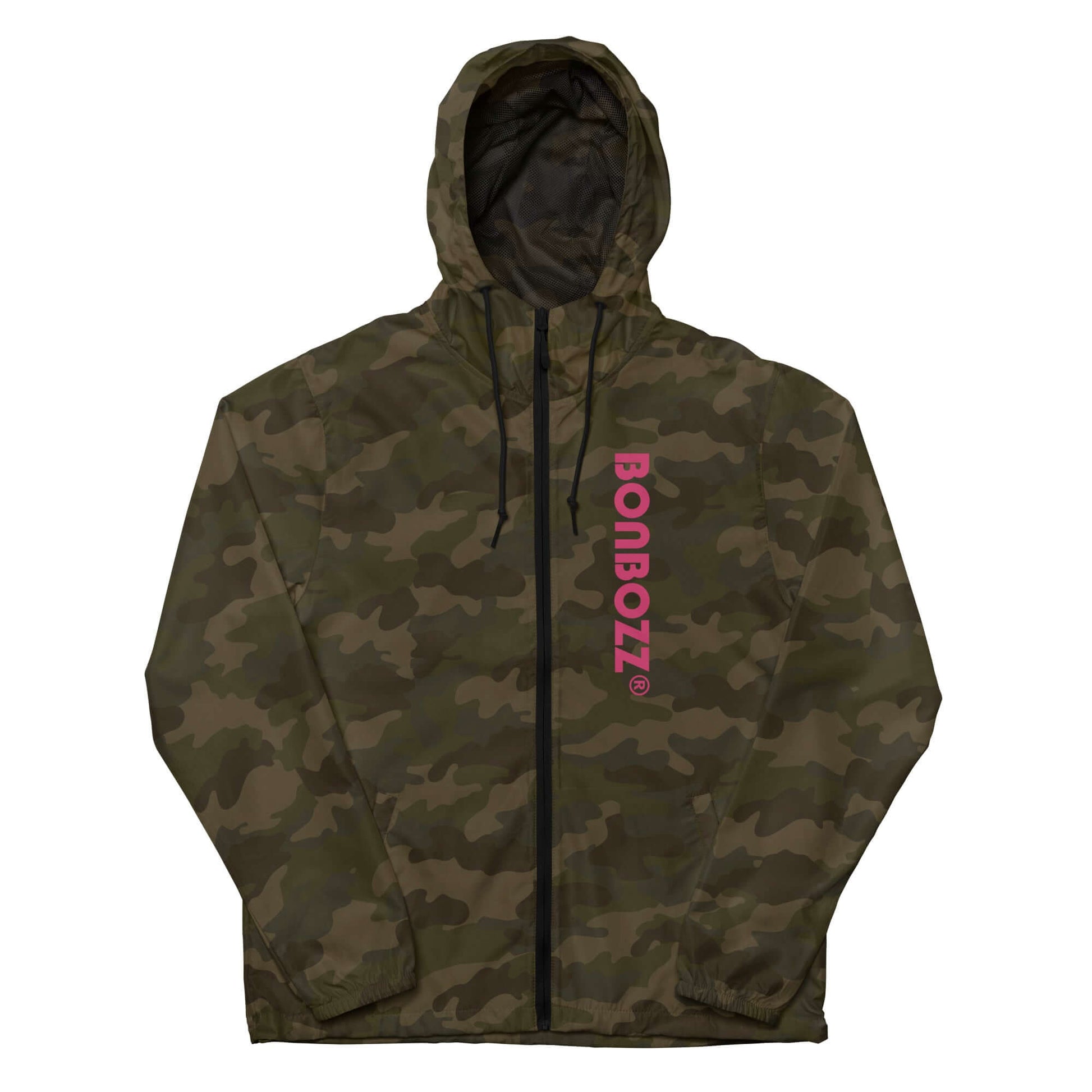Leichter Unisex-Windbreaker mit Reißverschluss in Tarnfarben, wasserabweisende Jacke für Outdoor-Abenteuer, mit Kapuze und Reißverschluss.