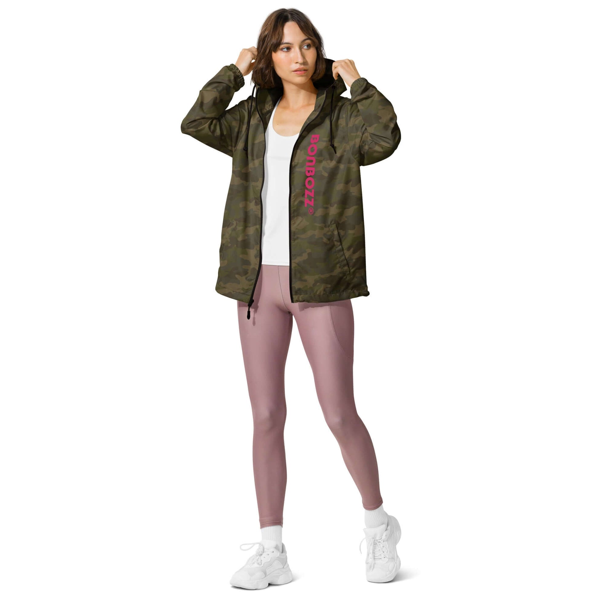 Leichter Unisex-Windbreaker mit Reißverschluss in Camouflage-Muster, ideal für Outdoor-Abenteuer, wasserabweisend, bequeme Passform