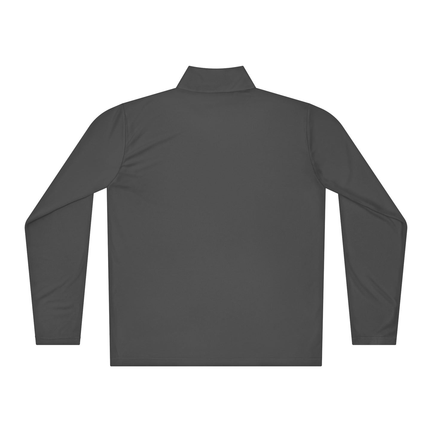 Back view of lightweight quarter-zip pullover in black, featuring a smooth fit and long sleeves.