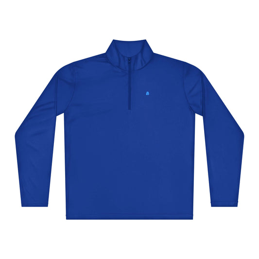 Leichter Pullover mit Viertel-Reißverschluss in Blau, ideal für Sport und Alltag, farbbeständig und feuchtigkeitsableitend.