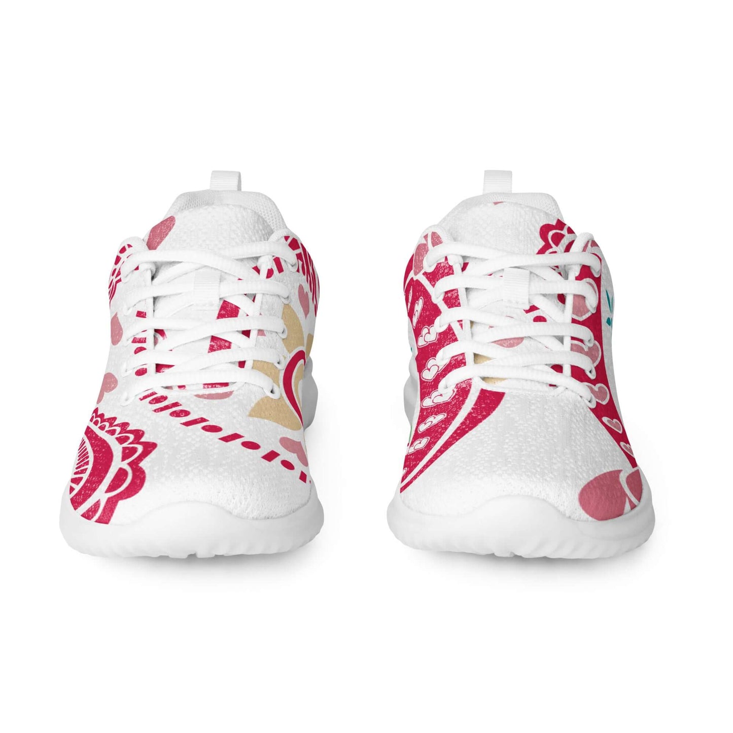 Damen-Turnschuhe N°2 in weiß mit rotem Muster, atmungsaktiv und leicht für ganztägigen Komfort und Stil.