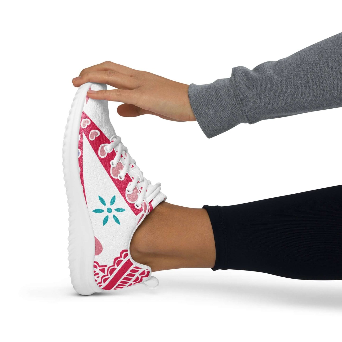 Damen-Turnschuhe N°2 in weiß mit rosa Akzenten und Gummisohle, sportschuhe mit atmungsaktivem Futter und gepolstertem Kragen
