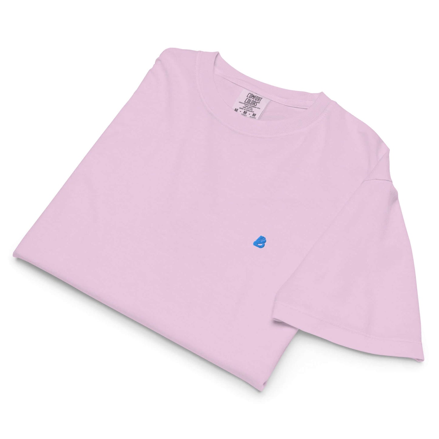 Schweres Damen T-Shirt im Boxy-Schnitt in sanftem Rosa, perfekt für entspannte Tage, aus 100% umweltfreundlicher US-Baumwolle.