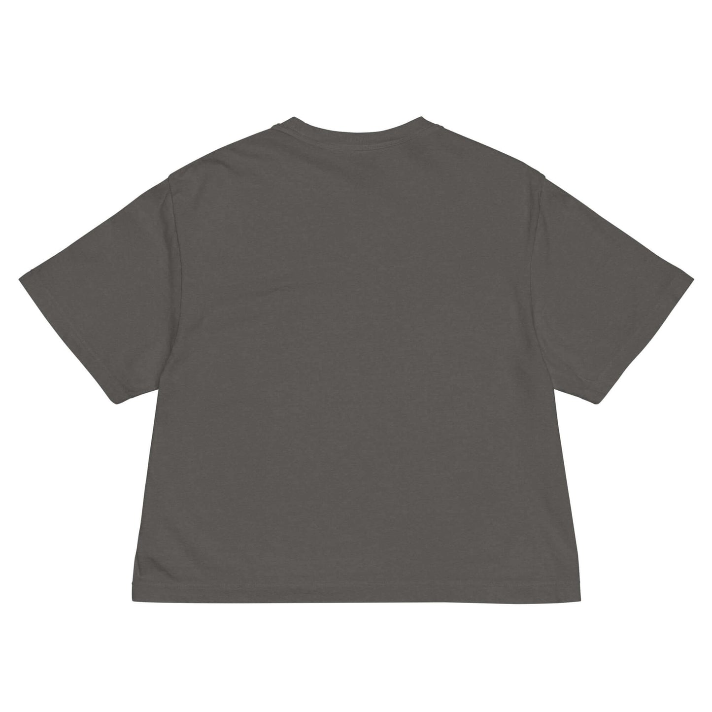 Rückseite des schweren Damen T-Shirts im Boxy-Schnitt aus 100% Baumwolle in dezenter Farbe, ideal für Komfort und Stil.