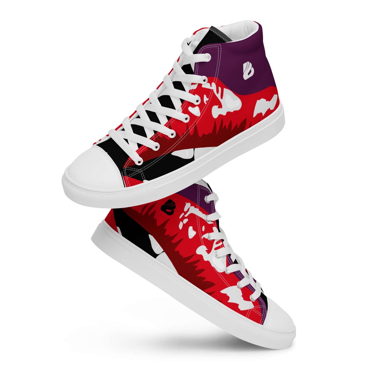 High-top Leinenschuhe für Damen in buntem Design mit weißen Schnürsenkeln, ideal für stilvolle Outfits.
