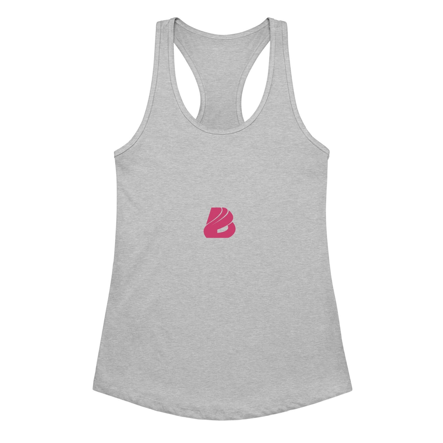 Graues Ideales Racerback-Tanktop für Damen mit schlichtem Design, ideal für Fitness und Alltag.