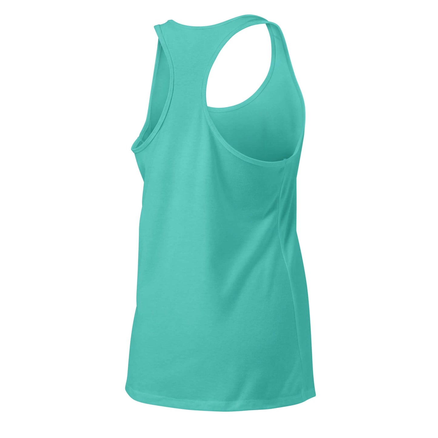 Ideales Racerback-Tanktop für Damen in Türkis, leicht und atmungsaktiv, perfekt für Sport und Freizeit.