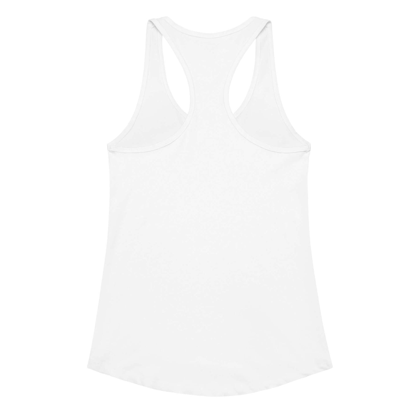 Ideales Racerback-Tanktop für Damen, elegantes und bequemes weißes Oberteil, perfekt für Fitness und Freizeitaktivitäten, Rückansicht