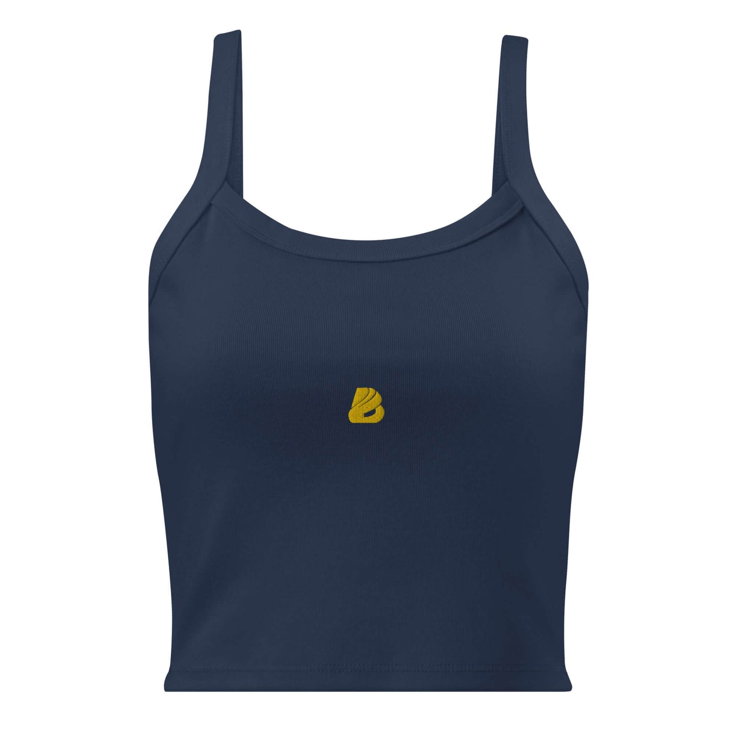 Damen Tanktop mit feiner Rippstruktur N°0 in navy blue, featuring thick straps and soft Airlume cotton blend for versatile styling.