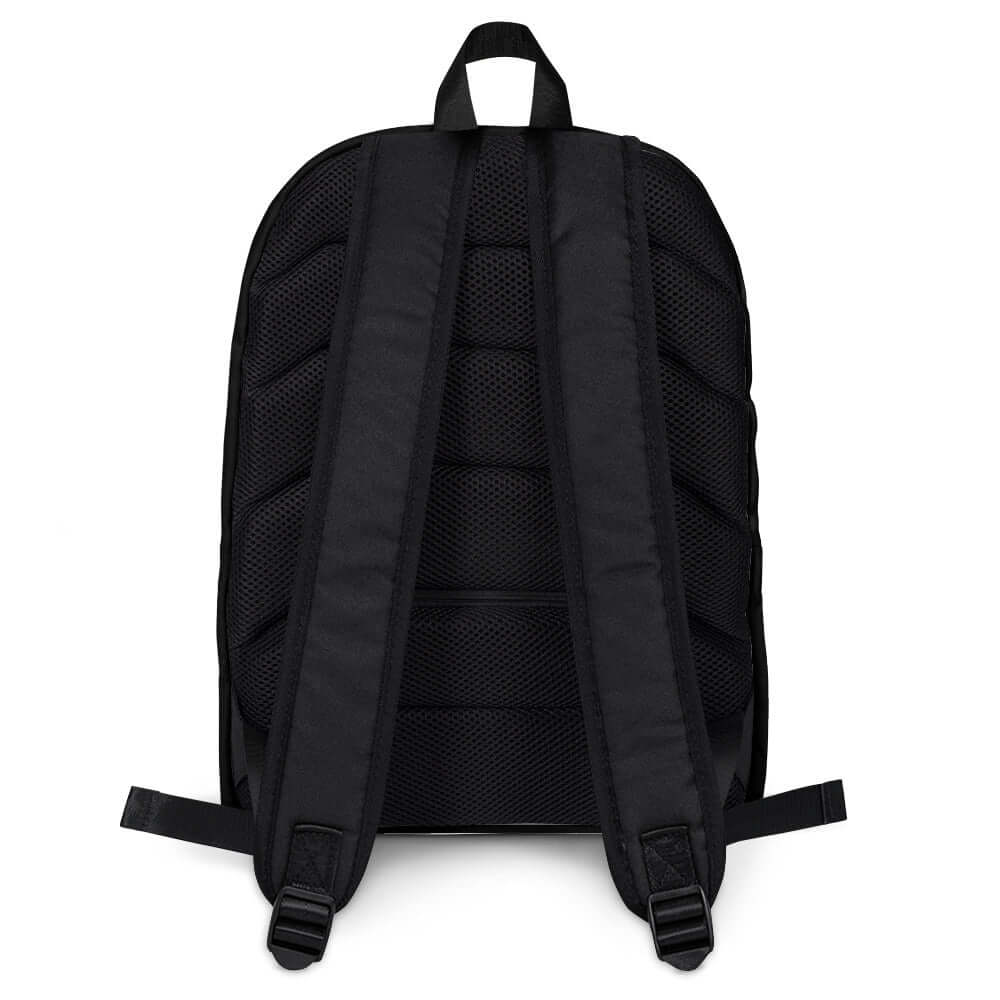 Rucksack N°2 Rückansicht mit gepolsterten Schultergurten aus wasserfestem Polyester, ideal für täglichen Gebrauch und sportliche Aktivitäten.