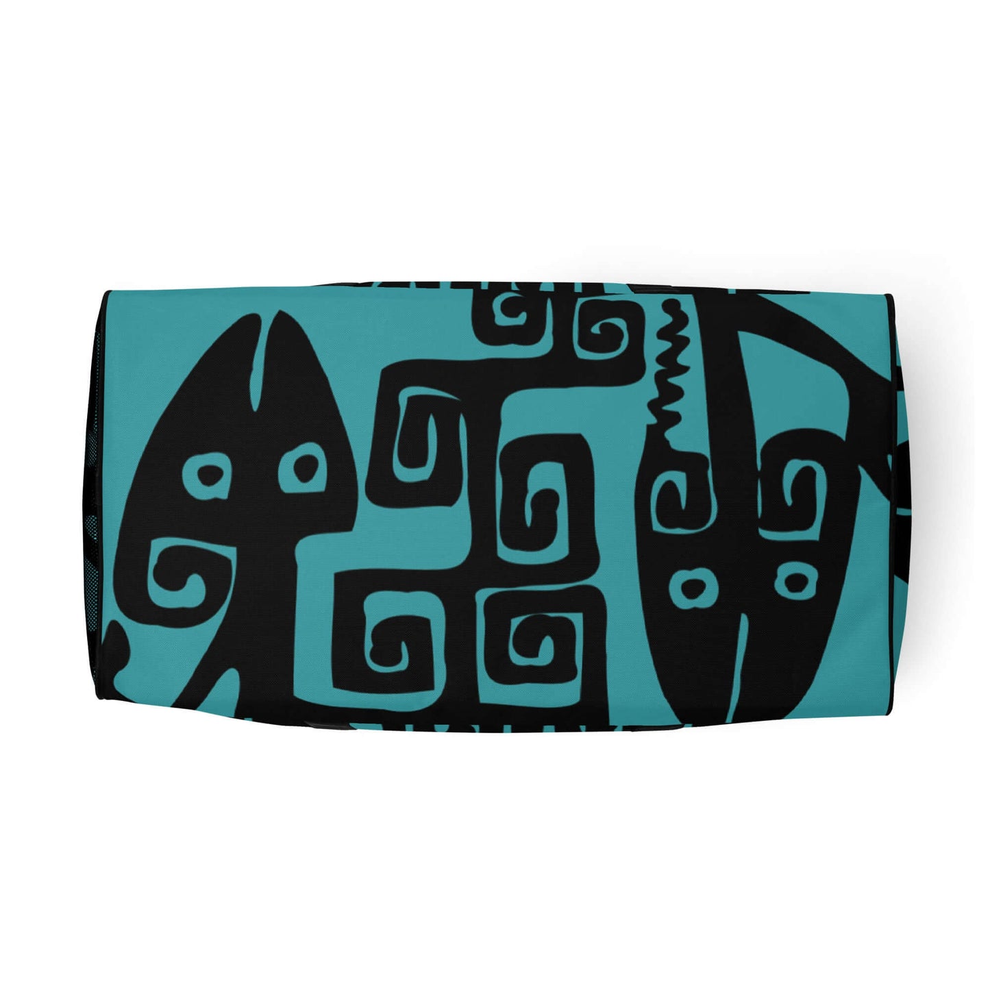 Teal and black patterned Weekender N°17 with adjustable straps and spacious interior suitable for travel, errands, or gym use.