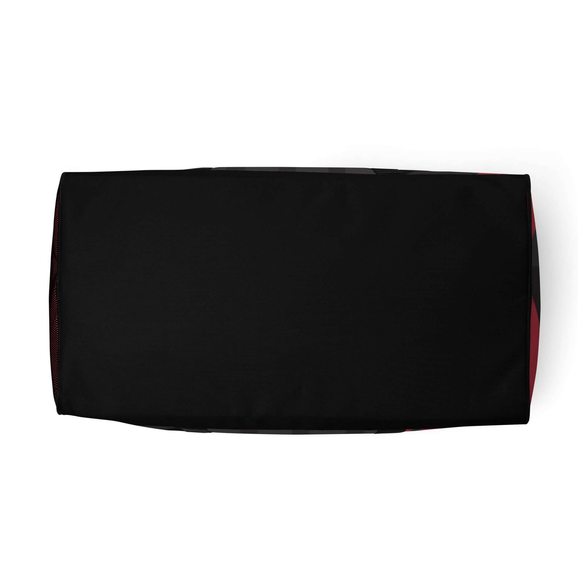 Bottom view of black Weekender N°18 travel bag, showing spacious design and durable material.