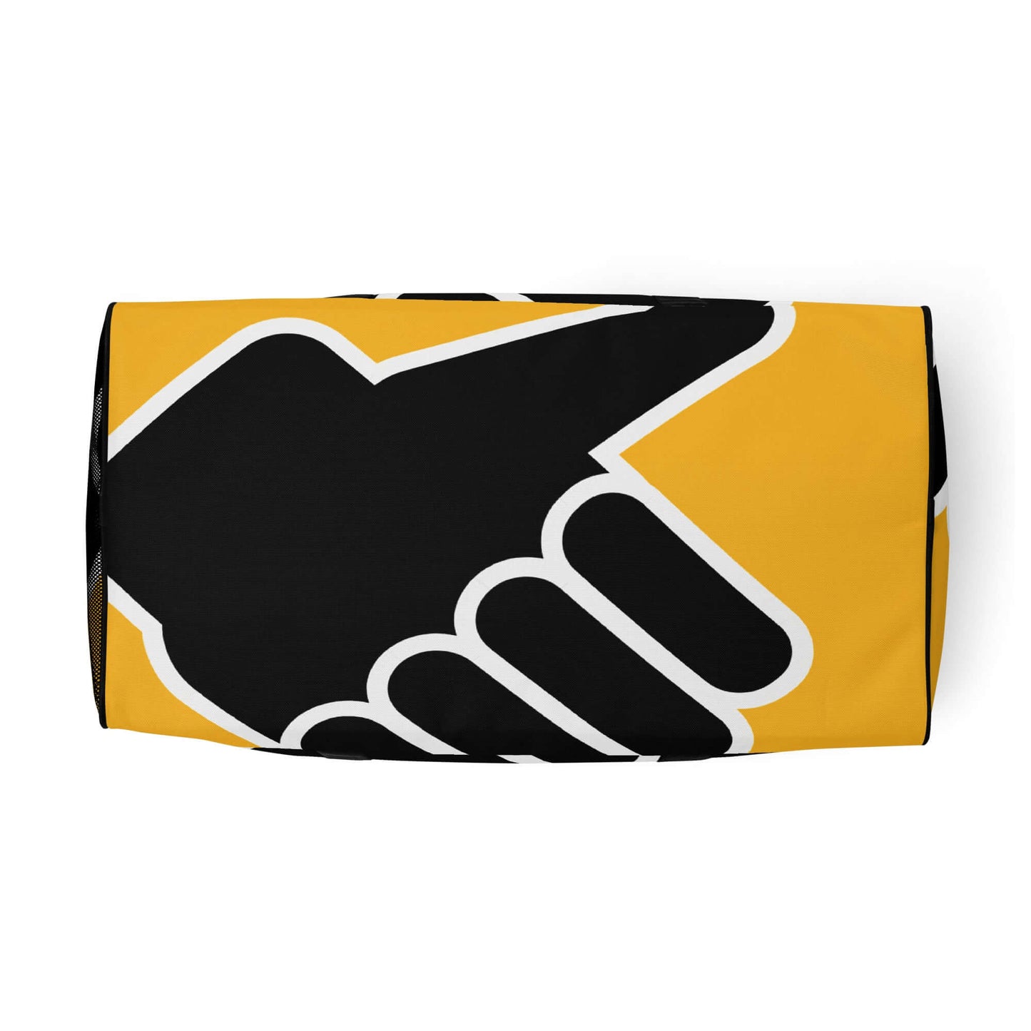 Weekender N°24 with bold yellow and black graphic design, perfect for travel and daily use, featuring adjustable padded shoulder straps.