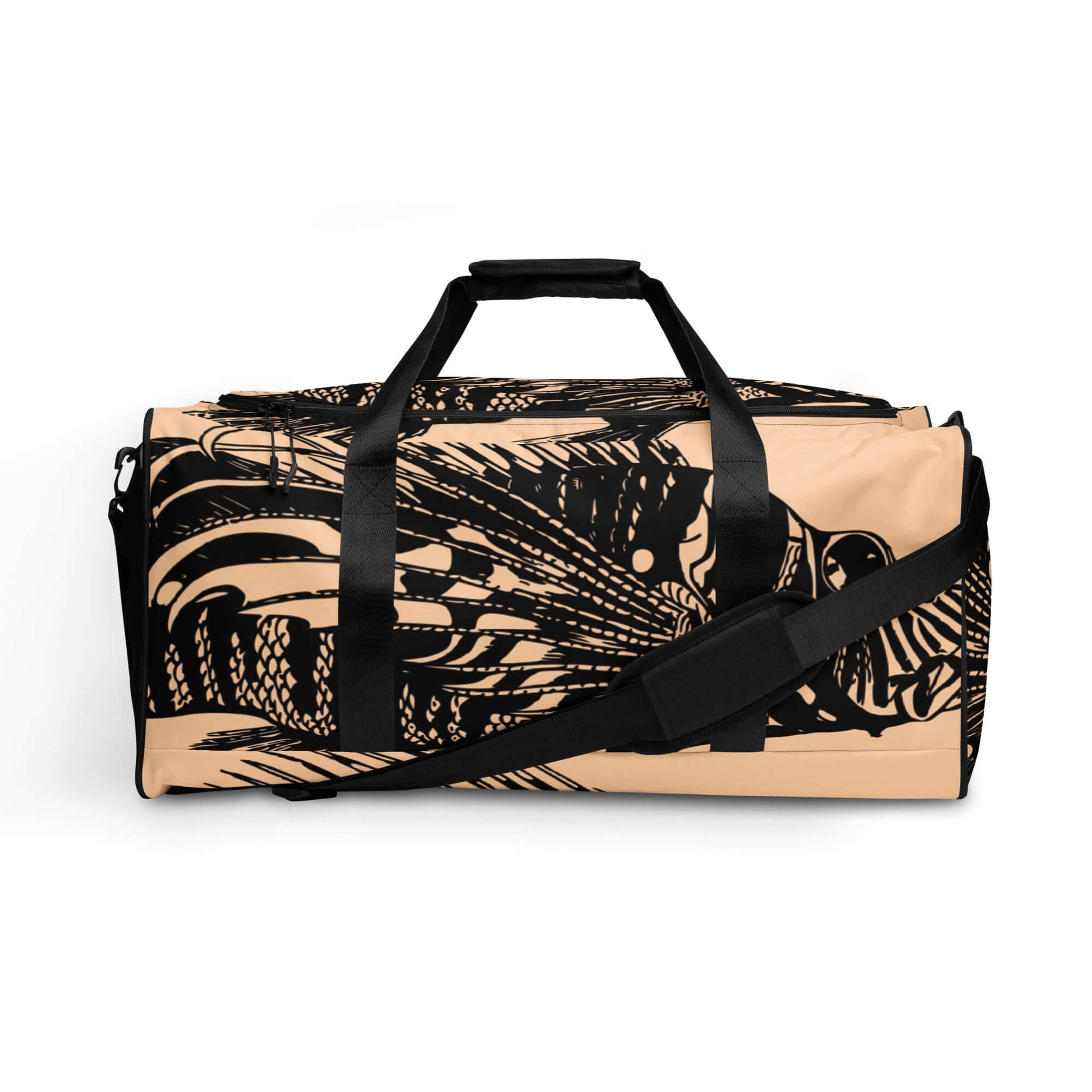 Weekender N°14 - Beige and Black Travel Bag with Shoulder Strap