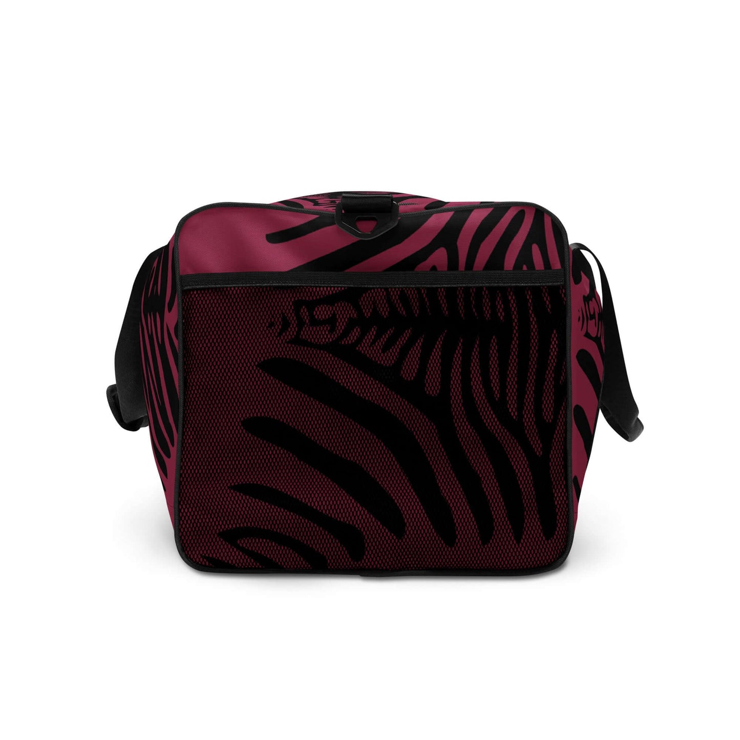 Weekender N°23 bag with zebra pattern, perfect for travel, daily errands, and gym use, featuring adjustable padded straps and multiple pockets.