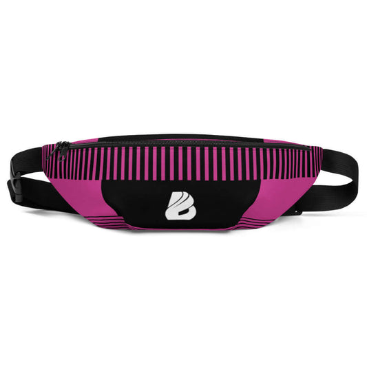 Gürteltasche N°2 - Pink and black adjustable fanny pack with inner pocket, perfect for festivals and travel.