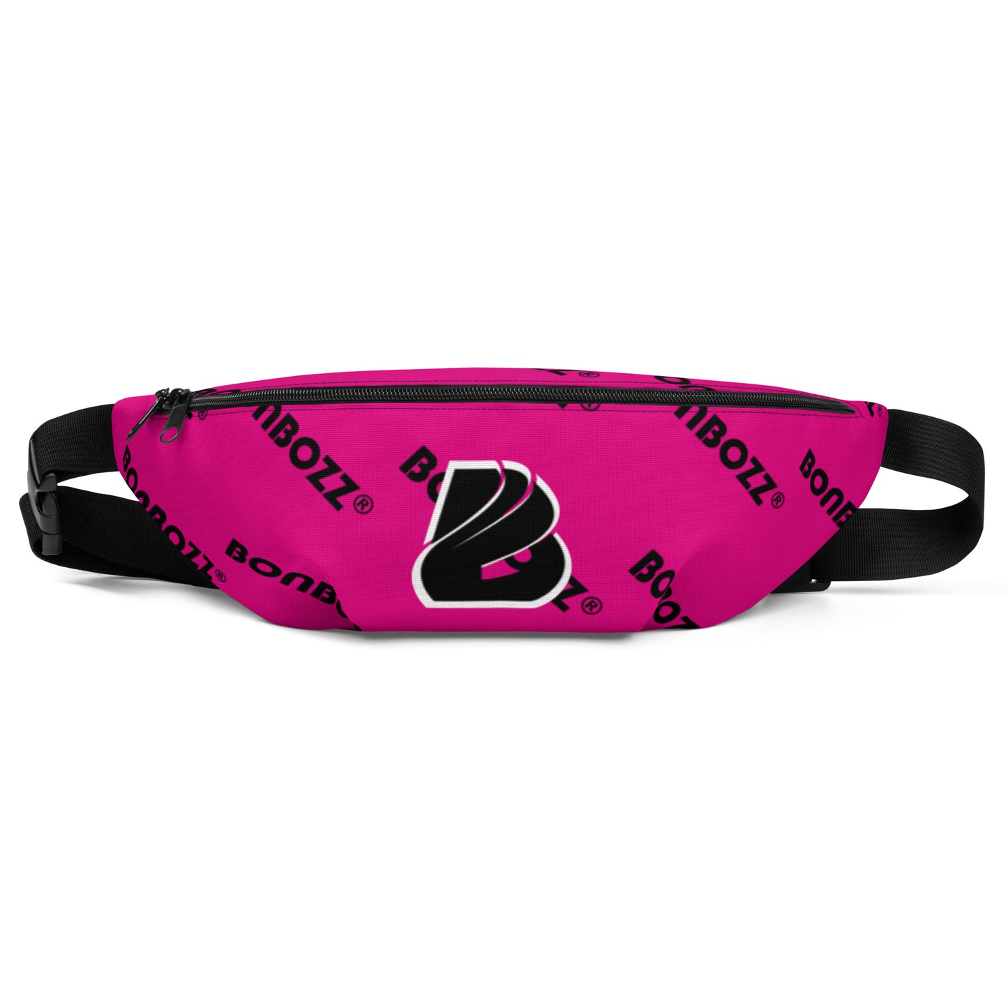 Gürteltasche N°23 in auffälligem Pink mit Bonbozz-Logo und verstellbarem Riemen, ideal für Festivals und Reisen.