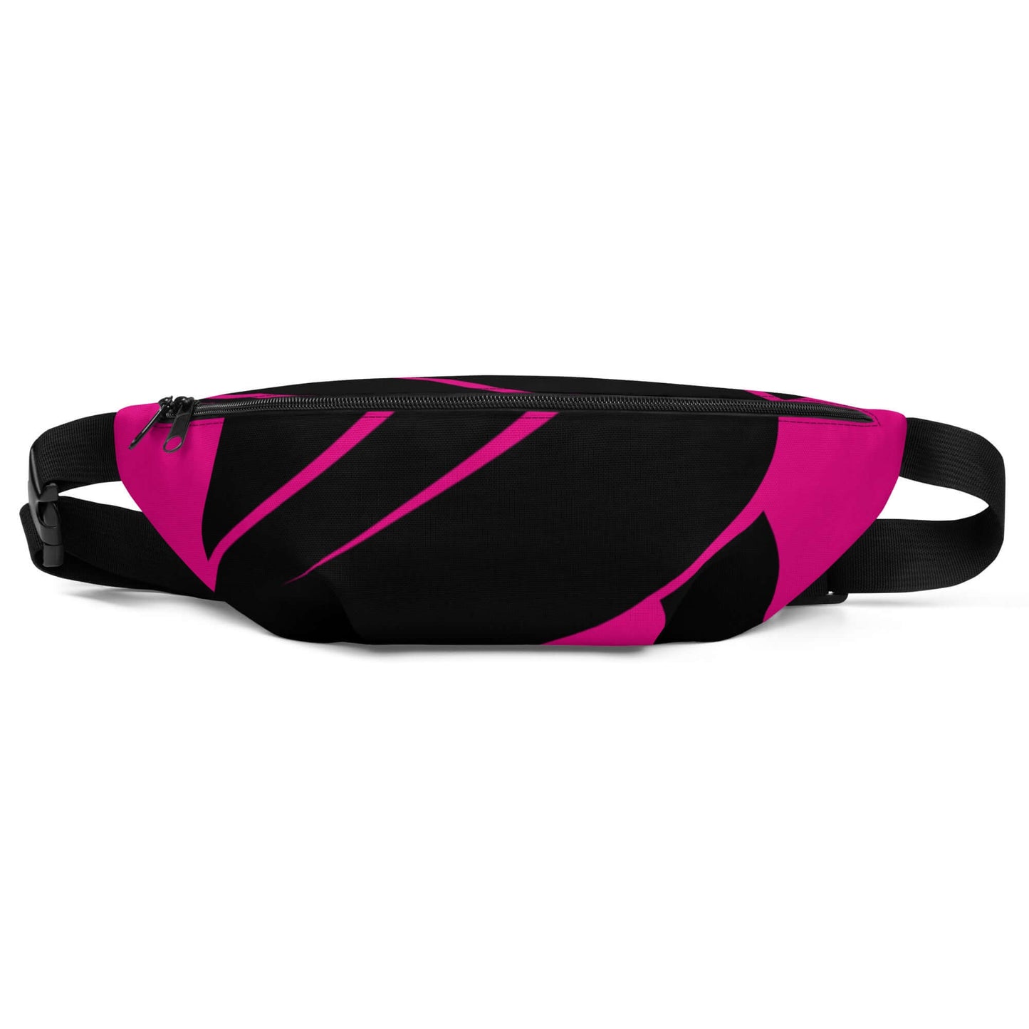 Gürteltasche N°25 in Schwarz und Pink, perfekte Freisprecheinrichtung mit verstellbarem Riemen und Innentasche für Festivals und Reisen.