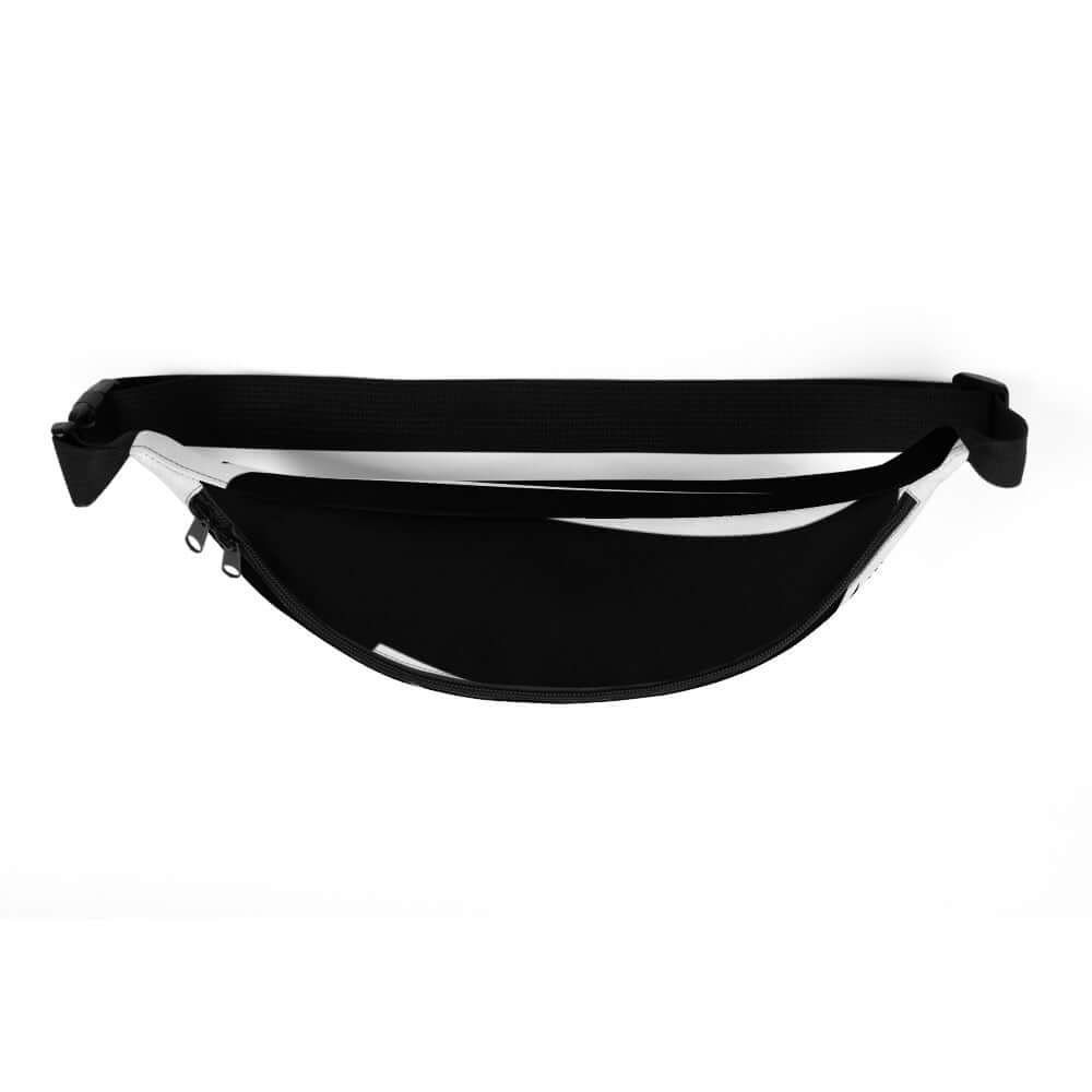 Schwarze Gürteltasche N°21 mit Innentasche und verstellbarem Riemen, ideal für Reisen und Festivals.