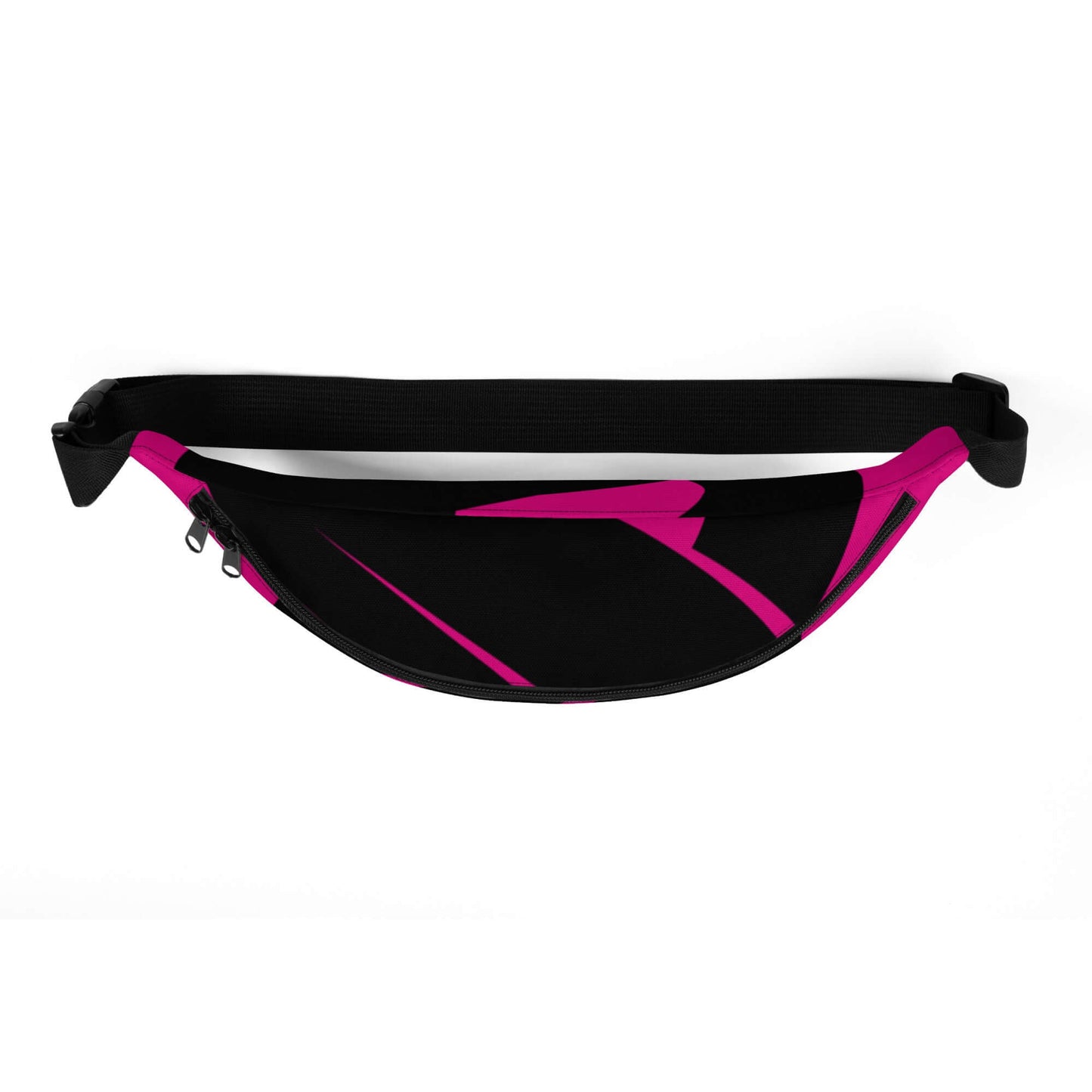 Gürteltasche N°25 in Pink und Schwarz mit verstellbarem Riemen, perfekt für Reisen und Festivals.