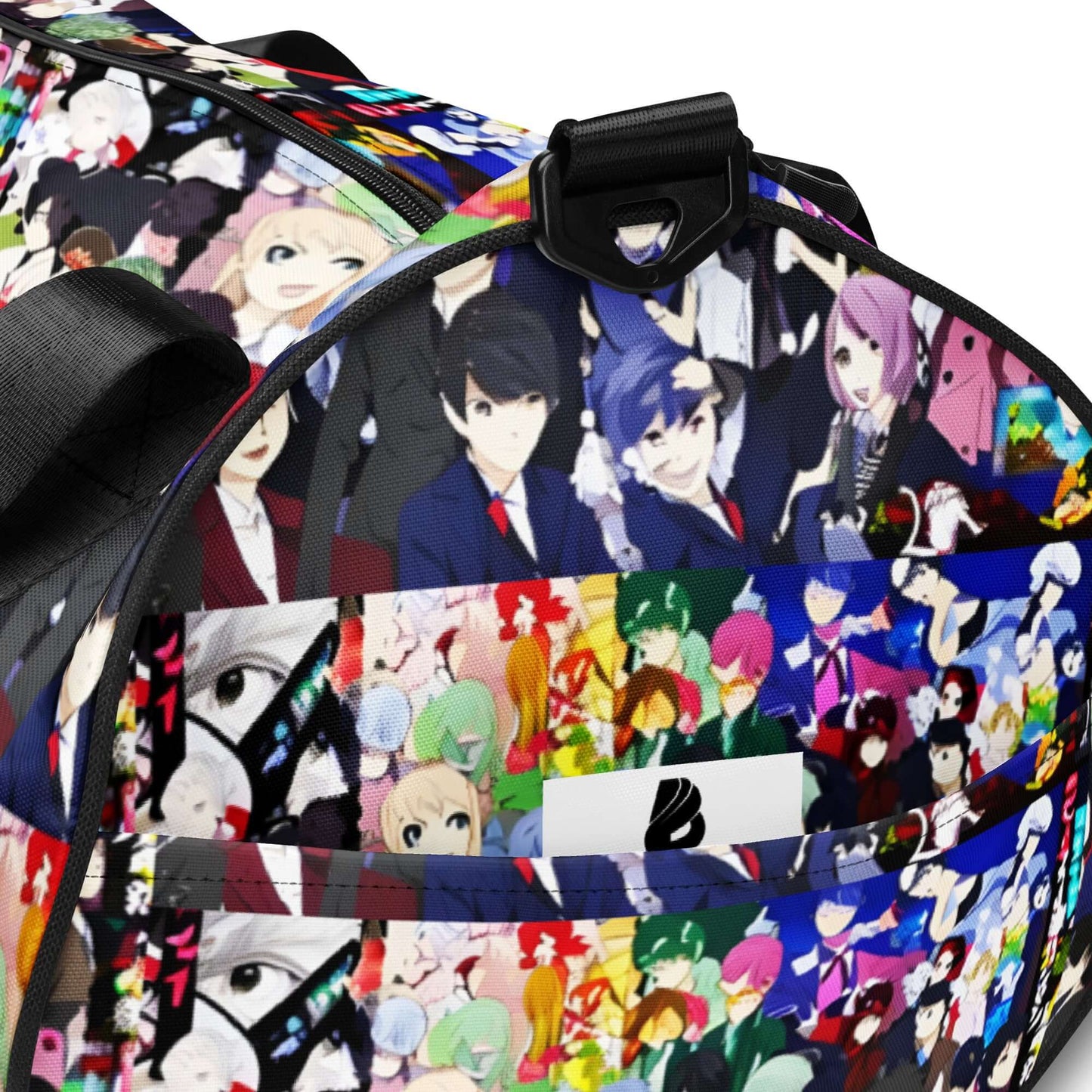 Allover-Print-Sporttasche N°3 with colorful anime character design, durable fabric, and waterproof features for fitness enthusiasts.