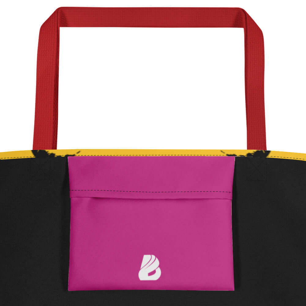 Großer Stoffbeutel N°0, farbenfrohe Strandtasche aus 100 % Polyester mit großer Innentasche und Baumwollgurtgriffen, tragfähig bis 20 kg